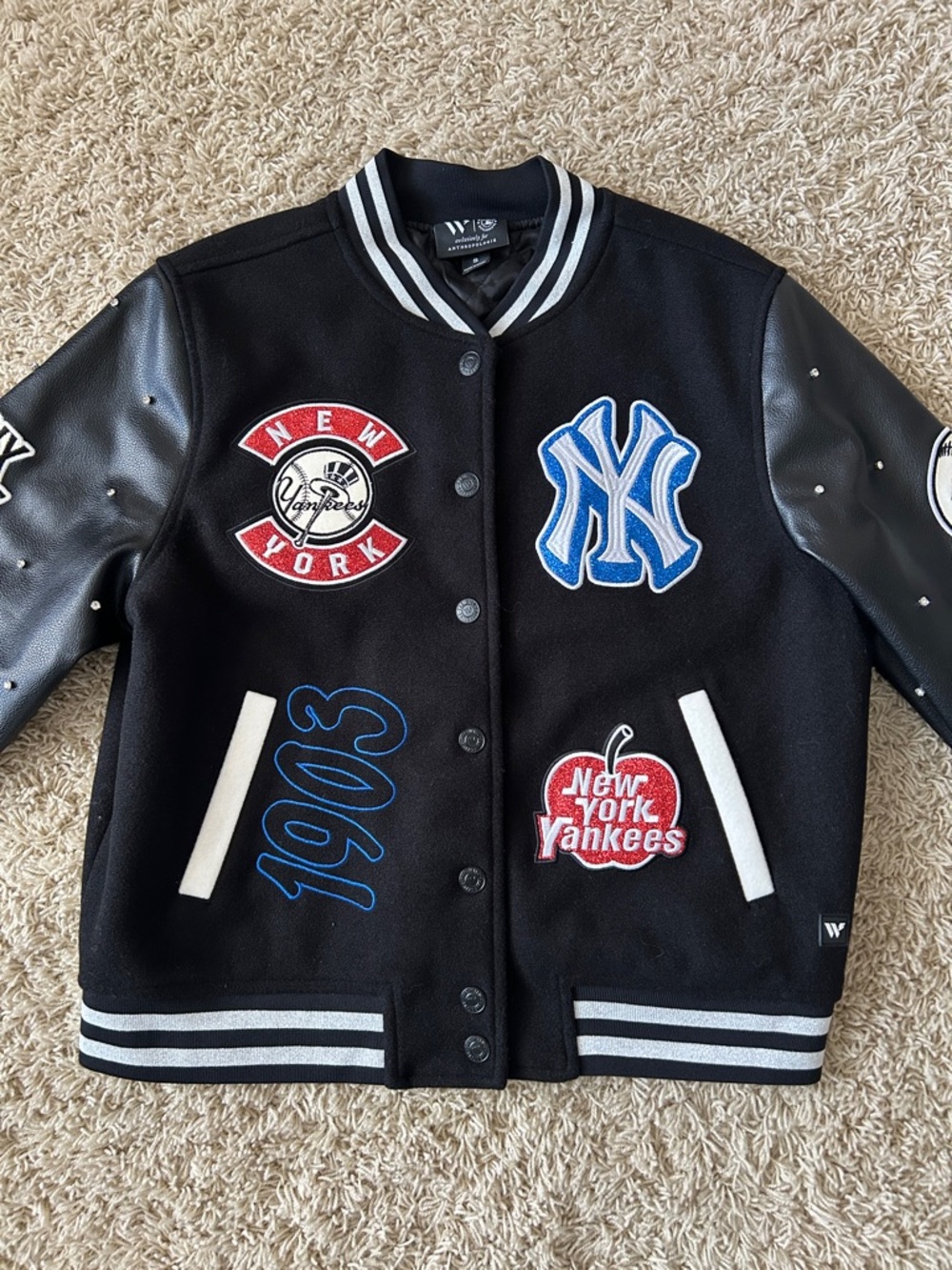 NWOT The Wild Collective x  Anthropologie MLB Letterman Jacket Size S